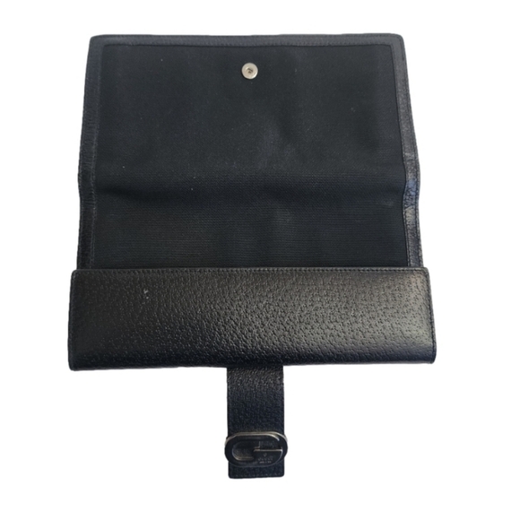 Authentic black GUCCI leather mesh long bifold continental wallet - Picture 4 of 9